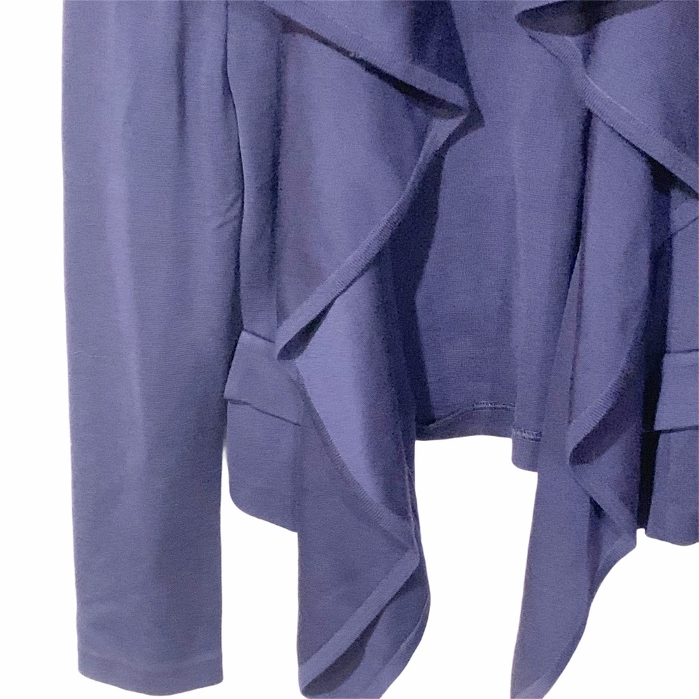 St John Collection Size 8 Blue Ruffle Front Milano Knit Jacket - Picture 3 of 6
